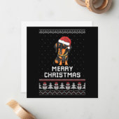 ダックスフンドのクリスマス ノートカード (正面/裏面インサイチュ)