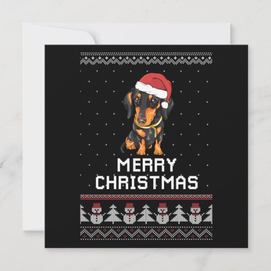 ダックスフンドのクリスマス ノートカード (正面)