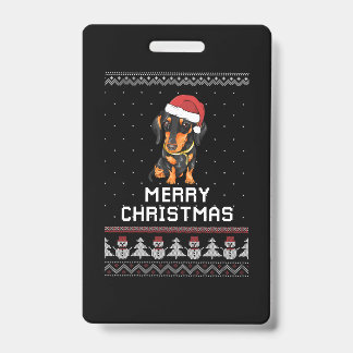 ダックスフンドのクリスマス バッジ