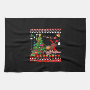 ダックスフンドのケツ クリスマス・アガイル クラシックTシャツ キッチンタオル