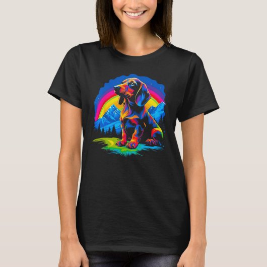 ダックスフンドのデザイン犬 Tシャツ (正面)