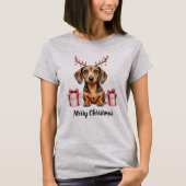 ダックスフンドのトナカイ Tシャツ (正面)