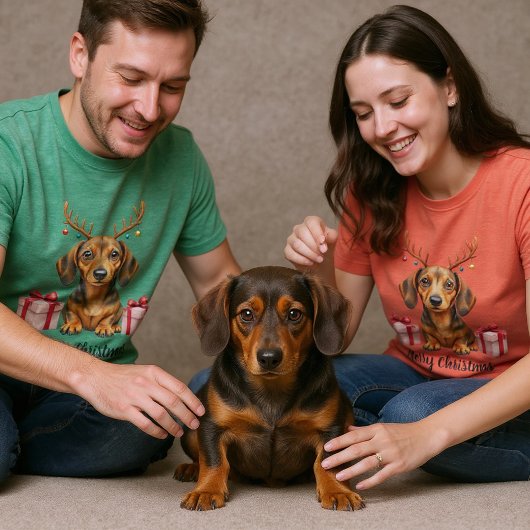 ダックスフンドのトナカイ Tシャツ