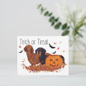 ダックスフンドのハロウィン ポストカード (スタンド正面)
