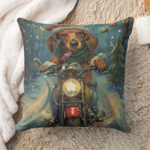 ダックスフンドのバイククリスマス クッション