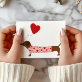 ダックスフンドのバレンタイン、バレンタインデーのピンクと赤 カード