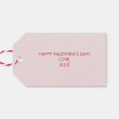 ダックスフンドのバレンタイン、バレンタインデーのピンクと赤 ギフトタグ (裏面横)