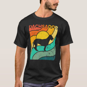 ダックスフンドのビンテージサンセット ママ パパ Tシャツ