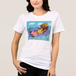 ダックスフンドのビーチ好き トライブレンドTシャツ