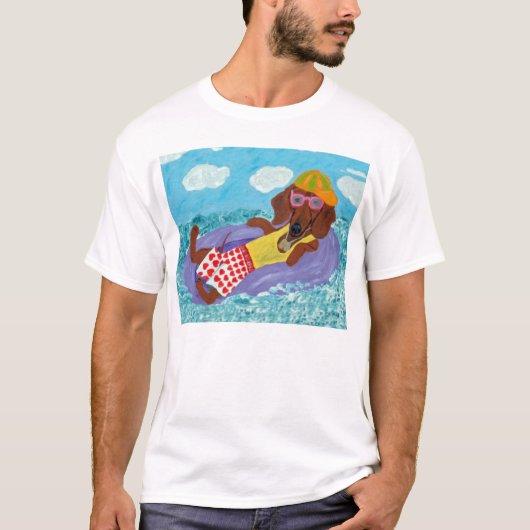 ダックスフンドのビーチ好き Tシャツ (正面)