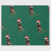 ダックスフンドのペットクリスマス包装紙 ラッピングペーパー (フラット)