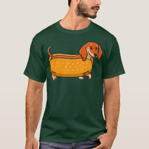 ダックスフンドのホットドッグが大好き！かわいいウィーナードッグ Tシャツ