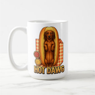 ダックスフンドのホットドッグ パロディ 面白い犬グッズ コーヒーマグカップ