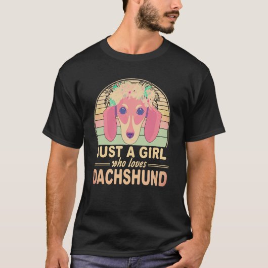 ダックスフンドのヴィンテージが大好きな一女 Tシャツ (正面)