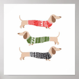 ダックスフンドの子犬のクリスマスセーター 冬の楽しみ ポスター