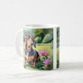 ダックスフンドの子犬の水彩画 コーヒーマグカップ (正面左)