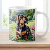 ダックスフンドの子犬の水彩画 コーヒーマグカップ