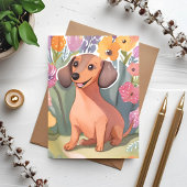 ダックスフンドの子犬 | 水彩画の犬ペットカード