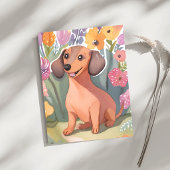 ダックスフンドの子犬 | 水彩画の犬 ペット ポストカード