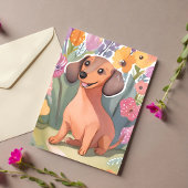 ダックスフンドの子犬 | 水彩画の犬 ペット ポストカード