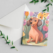 ダックスフンドの子犬 | 水彩画の犬 ペット ポストカード