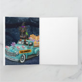 ダックスフンドの怖い夜のハロウィントラック カード (内部)