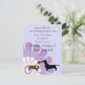 ダックスフンドの愛を込めた結婚のご案内 招待状 (スタンド正面)