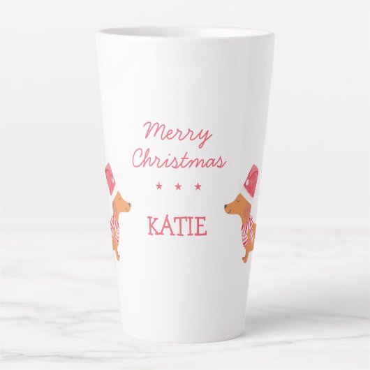 ダックスフンドの愛犬家へ贈るクリスマスプレゼント カフェラテマグ (正面)