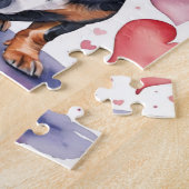 ダックスフンドの愛犬肖像画 水彩バレンタイン ジグソーパズル (側面)