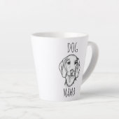 ダックスフンドの手描きスケッチ 黒白の仔犬 カフェラテマグ (右アングル)
