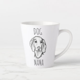 ダックスフンドの手描きスケッチ 黒白の仔犬 カフェラテマグ