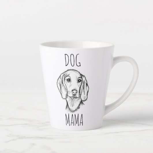 ダックスフンドの手描きスケッチ 黒白の仔犬 カフェラテマグ (右)
