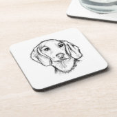 ダックスフンドの手描きスケッチ 黒白の仔犬 コースター (左側)
