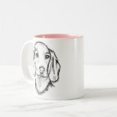 ダックスフンドの手描きスケッチ 黒白の仔犬 ツートーンマグカップ (正面左)