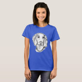 ダックスフンドの手描きスケッチ 黒白の仔犬 Tシャツ (正面フル)