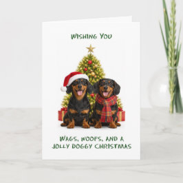 ダックスフンドの犬たちのクリスマス シーズンカード