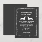 ダックスフンドの犬のシルエット 結婚発表 招待状 (正面/裏面)