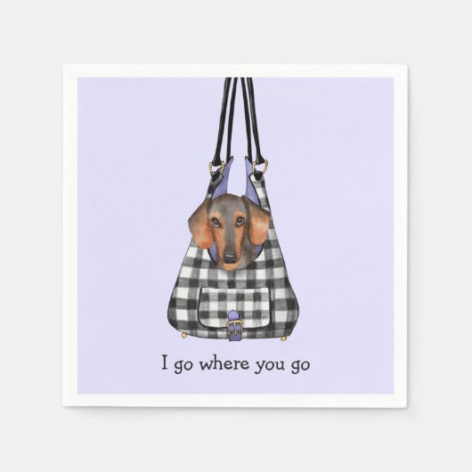 ダックスフンドの犬のバッグの説明 スタンダードカクテルナプキン (正面)