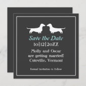 ダックスフンドの犬の結婚式の招待状「Save the Date」 セーブザデート (正面/裏面)
