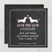 ダックスフンドの犬の結婚式　Save the Date 黒板 セーブザデート (正面/裏面)