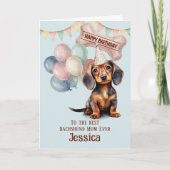ダックスフンドの犬ママ/パパの誕生日 カード (正面)