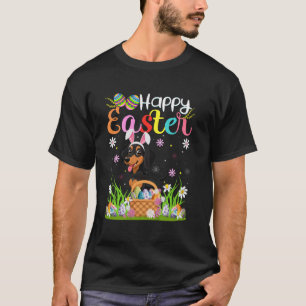 ダックスフンドの犬 ハッピー イースター イースターエッグハント うさぎの耳 東 Tシャツ