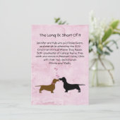 ダックスフンドの結婚カップルのラブストーリーテーブルカード 招待状 (スタンド正面)