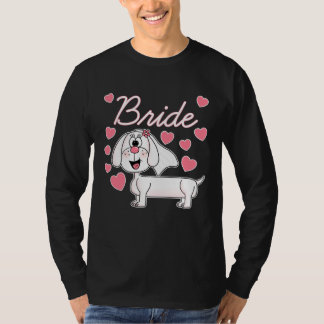 ダックスフンドの花嫁 ウェディングドッグ ブライダルシャワー Tシャツ