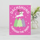 ダックスフンドの雪の中のクリスマスカード 招待状 (スタンド正面)