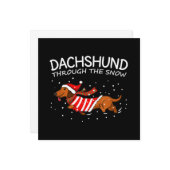 ダックスフンドの雪の中のクリスマス 犬のユーモア ノートカード (正面/裏面インサイチュ)