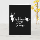 ダックスフンドの雪の可愛いウィーナー犬の飼い主クリス カード (黄色い花)