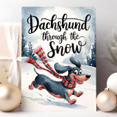 ダックスフンドの雪中クリスマス シーズンカード