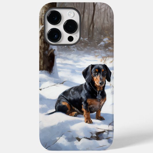 ダックスフンドの雪降るクリスマス Case-Mate iPhoneケース (裏面)