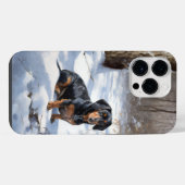 ダックスフンドの雪降るクリスマス iPhoneケース (裏面横)
